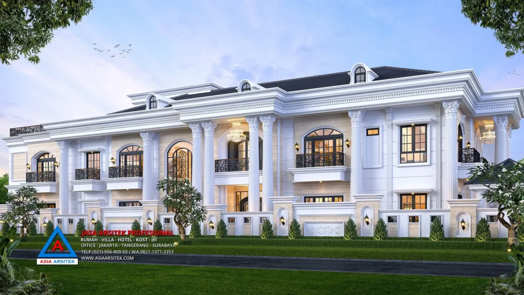 tampak samping kiri Jasa Arsitek Desain Rumah Klasik 2 Lantai di Tambun Bekasi, jasa desain rumah, jasa arsitek rumah, jasa desain interior, jasa desain rumah Bekasi, jasa arsitek rumah Bekasi, jasa arsitek Bekasi