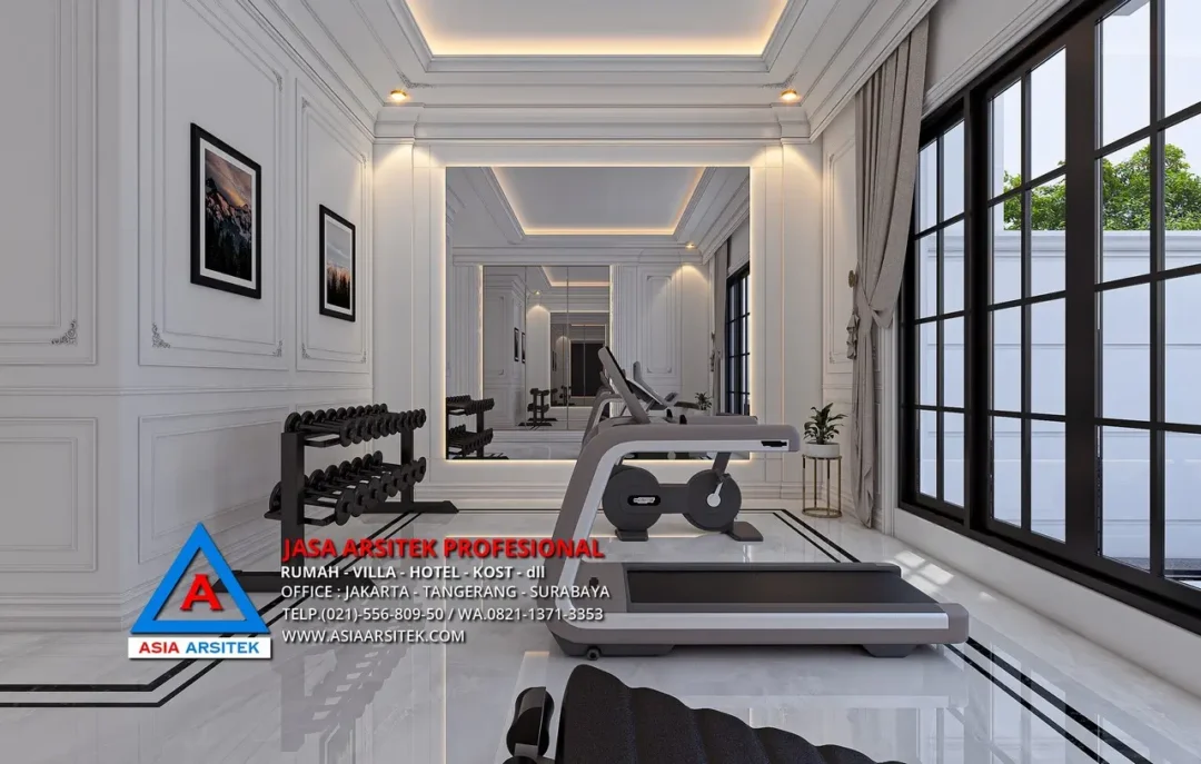 ruang gym Jasa Arsitek Desain Rumah Klasik 2 Lantai di Tambun Bekasi, jasa desain rumah, jasa arsitek rumah, jasa desain interior, jasa desain rumah Bekasi, jasa arsitek rumah Bekasi, jasa arsitek Bekasi