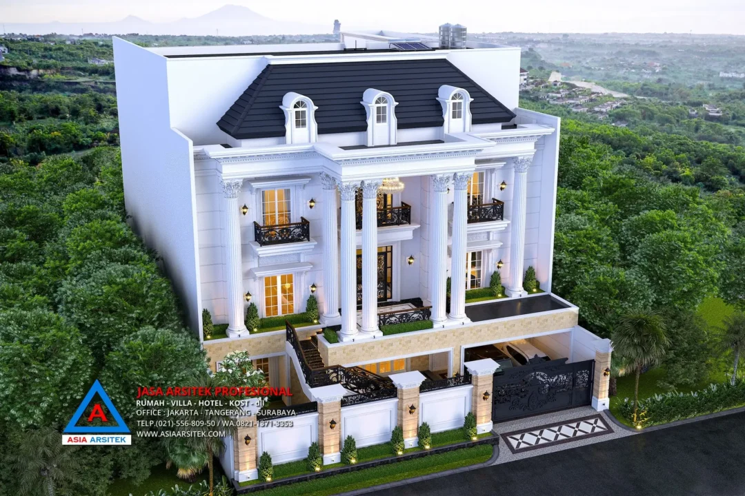 view atas Jasa Arsitek Desain Rumah Klasik 4 Lantai di Kelapa Gading Jakarta Utara, jasa desain rumah, jasa arsitek rumah, jasa desain interior, jasa desain rumah Jakarta Utara, jasa arsitek rumah Jakarta Utara, jasa arsitek Jakarta Utara