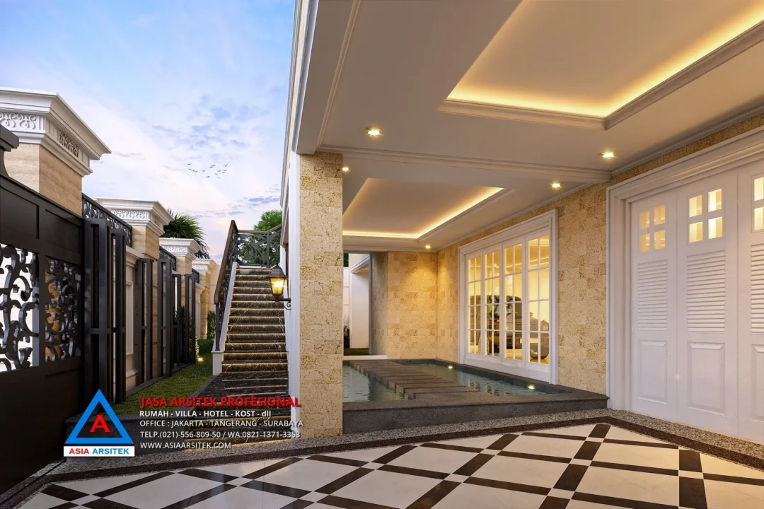 teras Jasa Arsitek Desain Rumah Klasik 4 Lantai di Kelapa Gading Jakarta Utara, jasa desain rumah, jasa arsitek rumah, jasa desain interior, jasa desain rumah Jakarta Utara, jasa arsitek rumah Jakarta Utara, jasa arsitek Jakarta Utara