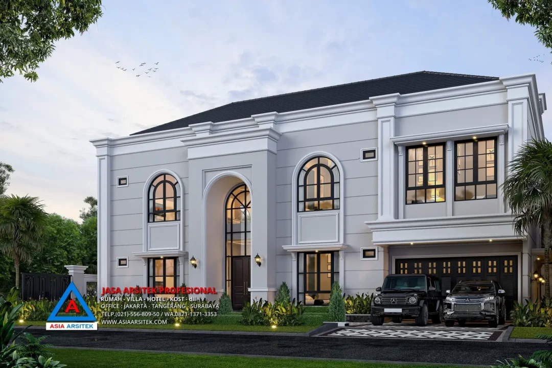 view depan tanpa pagar Jasa Arsitek Desain Rumah Mediterania 2 Lantai di Pesanggrahan Jakarta Selatan, jasa desain rumah, jasa arsitek rumah, jasa desain interior, jasa desain rumah Jakarta Selatan, jasa arsitek rumah Jakarta Selatan, jasa arsitek Jakarta Selatan