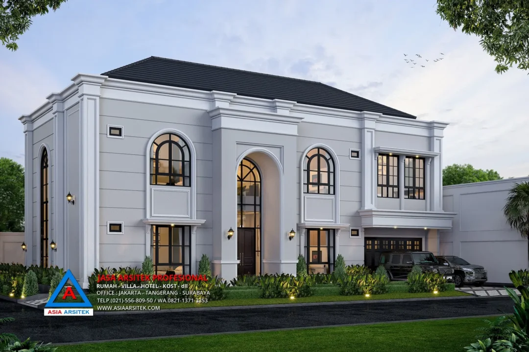 tampak depan Jasa Arsitek Desain Rumah Mediterania 2 Lantai di Pesanggrahan Jakarta Selatan, jasa desain rumah, jasa arsitek rumah, jasa desain interior, jasa desain rumah Jakarta Selatan, jasa arsitek rumah Jakarta Selatan, jasa arsitek Jakarta Selatan