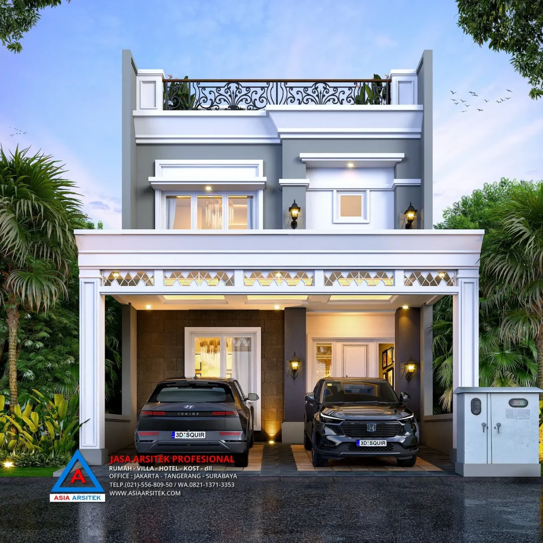 tampak depan Jasa Arsitek Desain Rumah Minimalis 3 Lantai di Gading Serpong Tangerang, jasa desain rumah, jasa arsitek rumah, jasa desain interior, jasa desain rumah Jakarta Barat, jasa arsitek rumah Jakarta Barat, jasa arsitek Jakarta Barat