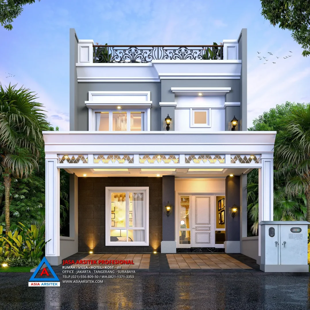 fasad Jasa Arsitek Desain Rumah Minimalis 3 Lantai di Gading Serpong Tangerang, jasa desain rumah, jasa arsitek rumah, jasa desain interior, jasa desain rumah Jakarta Barat, jasa arsitek rumah Jakarta Barat, jasa arsitek Jakarta Barat