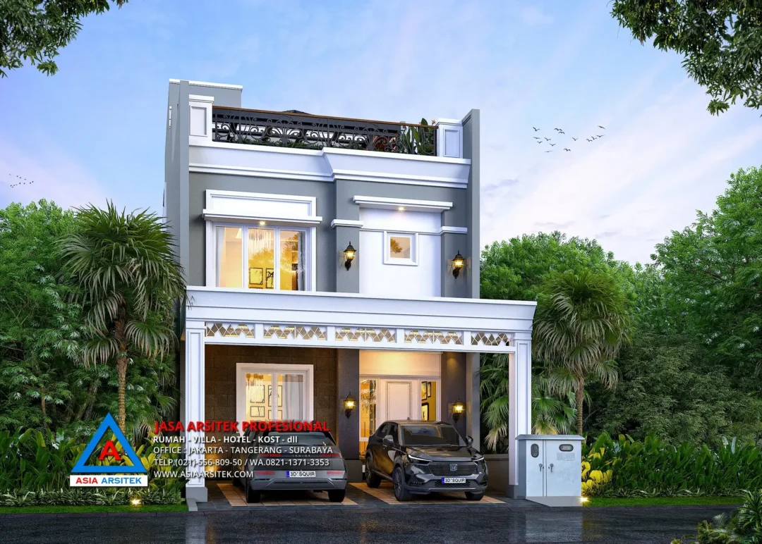 depan tanpa pagar Jasa Arsitek Desain Rumah Minimalis 3 Lantai di Gading Serpong Tangerang, jasa desain rumah, jasa arsitek rumah, jasa desain interior, jasa desain rumah Jakarta Barat, jasa arsitek rumah Jakarta Barat, jasa arsitek Jakarta Barat
