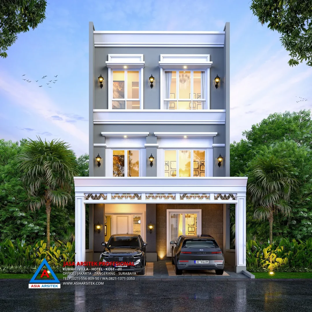 view depan fasad Jasa Arsitek Desain Rumah Minimalis 3 Lantai di Gading Serpong Tangerang, jasa desain rumah, jasa arsitek rumah, jasa desain interior, jasa desain rumah Jakarta Barat, jasa arsitek rumah Jakarta Barat, jasa arsitek Jakarta Barat
