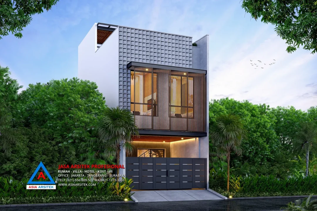 view depan kiri Jasa Arsitek Desain Rumah Minimalis 3 Lantai di Kalideres Jakarta Barat, jasa desain rumah, jasa arsitek rumah, jasa desain interior, jasa desain rumah Jakarta Barat, jasa arsitek rumah Jakarta Barat, jasa arsitek Jakarta Barat