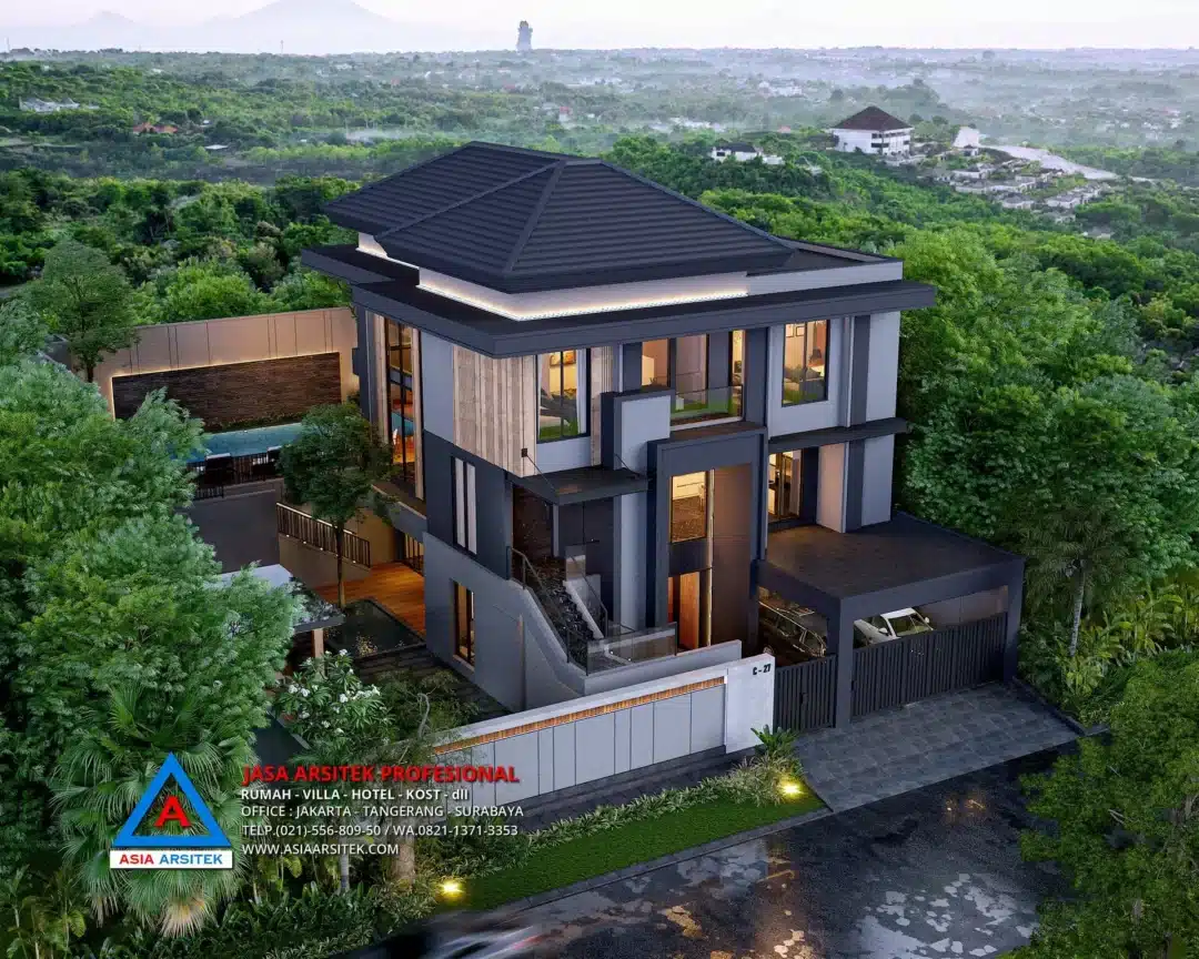 view atas Jasa Arsitek Desain Rumah Modern 2 Lantai di BSD, jasa desain rumah, jasa arsitek rumah, jasa desain interior, jasa desain rumah BSD, jasa arsitek rumah BSD, jasa arsitek BSD