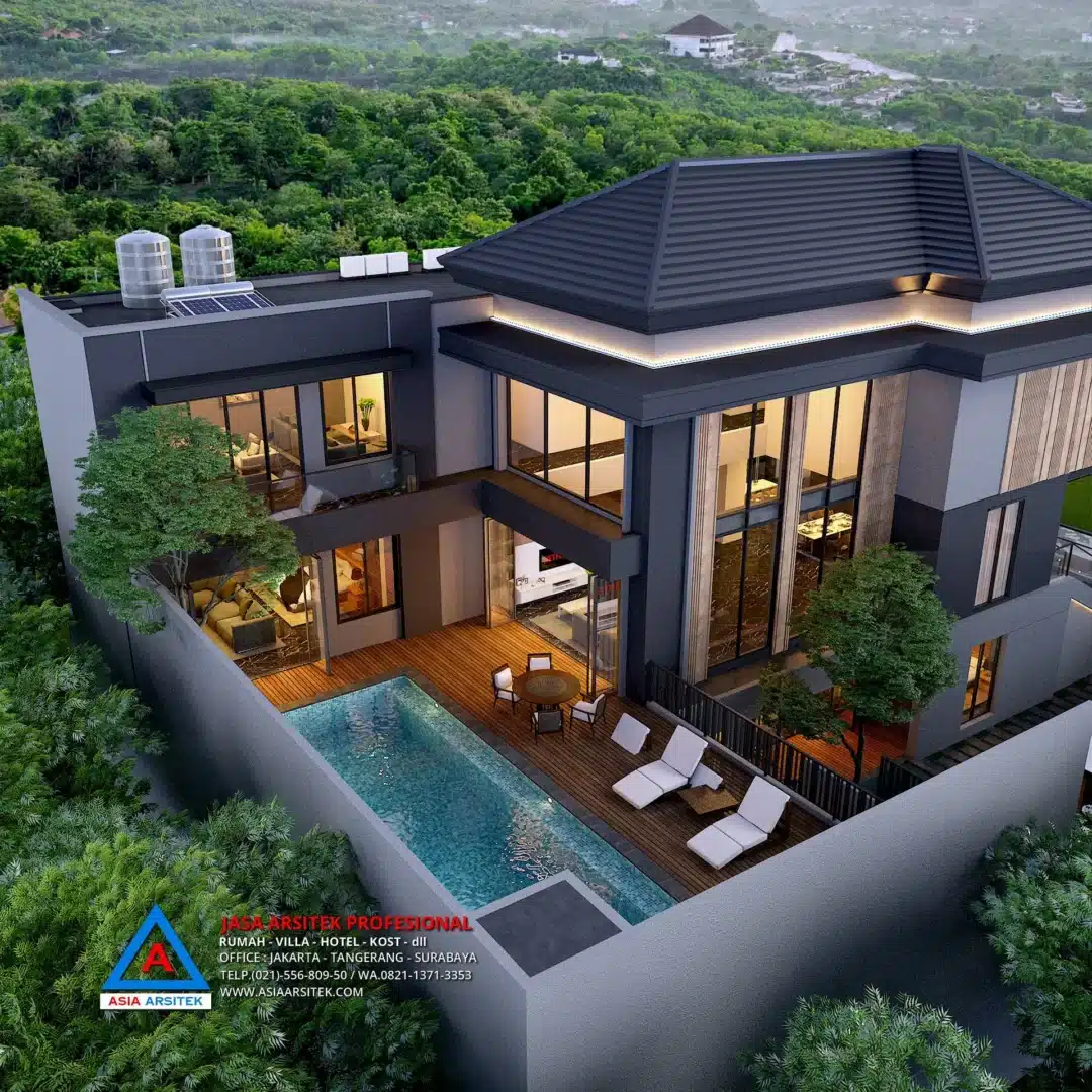view atas belakang Jasa Arsitek Desain Rumah Modern 2 Lantai di BSD, jasa desain rumah, jasa arsitek rumah, jasa desain interior, jasa desain rumah BSD, jasa arsitek rumah BSD, jasa arsitek BSD