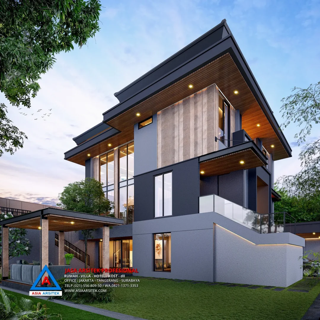 view samping Jasa Arsitek Desain Rumah Modern 2 Lantai di BSD, jasa desain rumah, jasa arsitek rumah, jasa desain interior, jasa desain rumah BSD, jasa arsitek rumah BSD, jasa arsitek BSD