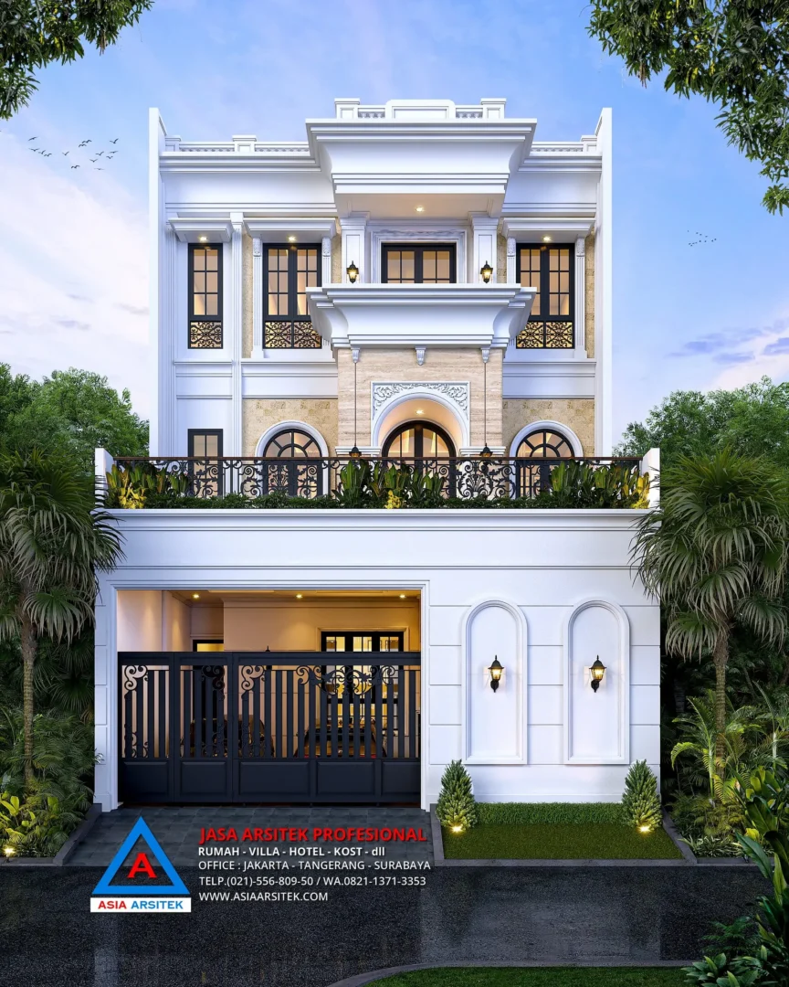view fasad Jasa Arsitek Desain Rumah Tropis 3 Lantai di Sunter Jakarta Utara, jasa desain rumah, jasa arsitek rumah, jasa desain interior, jasa desain rumah Sunter Jakarta Utara, jasa arsitek rumah Sunter Jakarta Utara, jasa arsitek Sunter Jakarta Utara