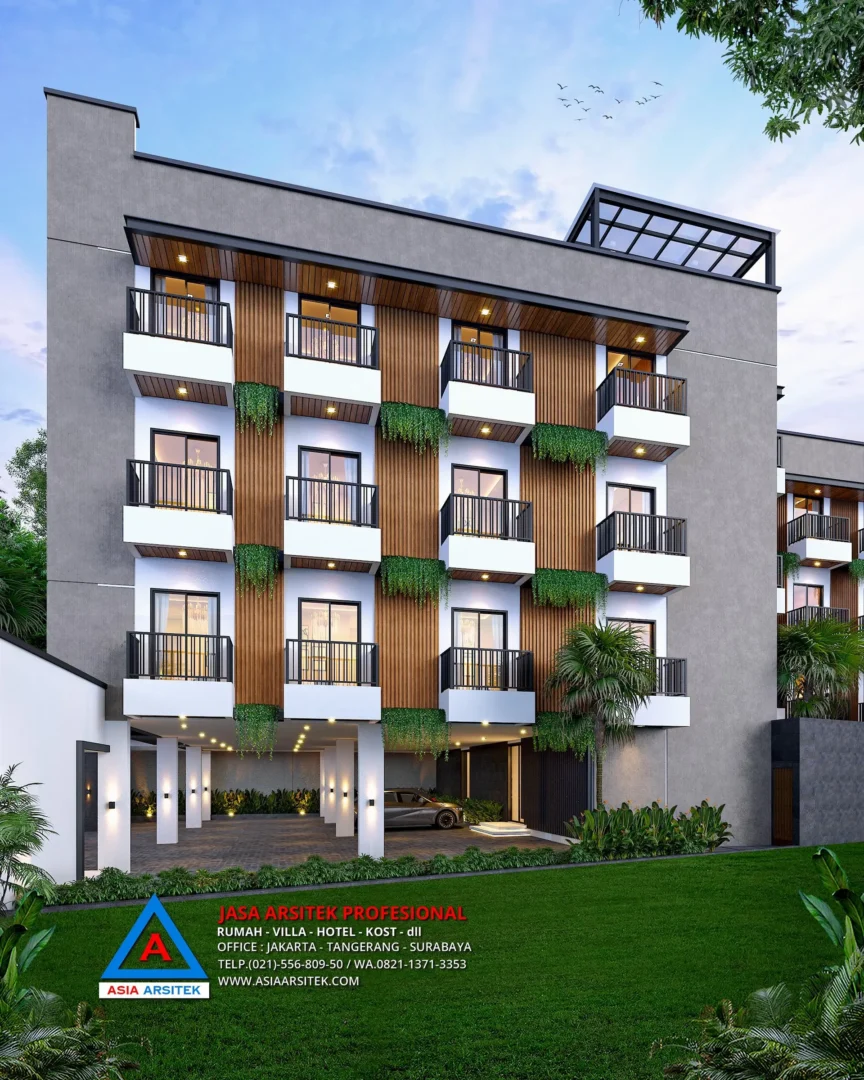 view belakang Jasa Desain Rumah Kost Kostel 4 Lantai di Bali, jasa desain rumah kost, contoh desain kos kosan, contoh desain kos kosan minimalis, contoh desain kos kosan sederhana, contoh desain rumah kost, contoh desain rumah kost 2 lantai, desain bangunan kost minimalis, asia arsitek jasa arsitek desain rumah villa kost hotel, arsitek rumah kost,
