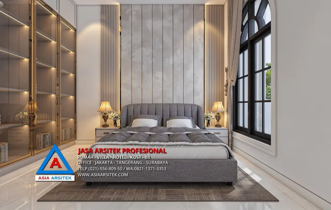 kamar tidur utama Jasa Arsitek Desain Rumah Tropis 3 Lantai di Sunter Jakarta Utara, jasa desain rumah, jasa arsitek rumah, jasa desain interior, jasa desain rumah Sunter Jakarta Utara, jasa arsitek rumah Sunter Jakarta Utara, jasa arsitek Sunter Jakarta Utara