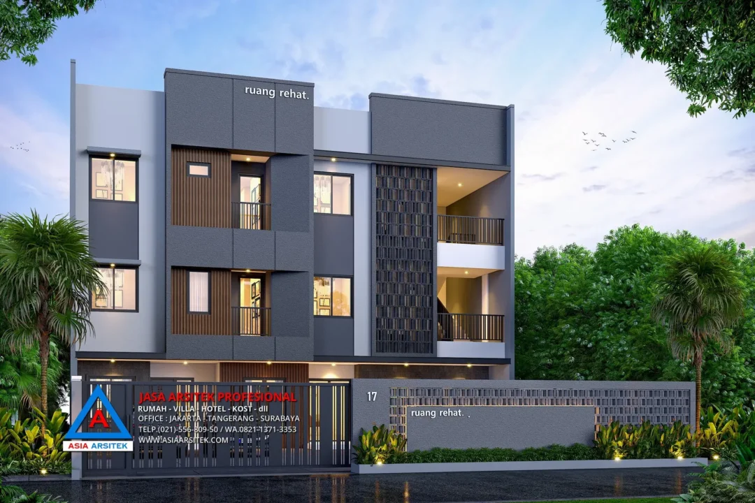 view depan Jasa Desain Rumah Kost 3 Lantai di Rembang Jawa Tengah, jasa desain rumah kost Rembang, jasa desain rumah kost, contoh desain kos kosan, contoh desain kos kosan minimalis, contoh desain kos kosan sederhana, contoh desain rumah kost, contoh desain rumah kost 2 lantai, desain bangunan kost minimalis, asia arsitek jasa arsitek desain rumah villa kost hotel, arsitek rumah kost,