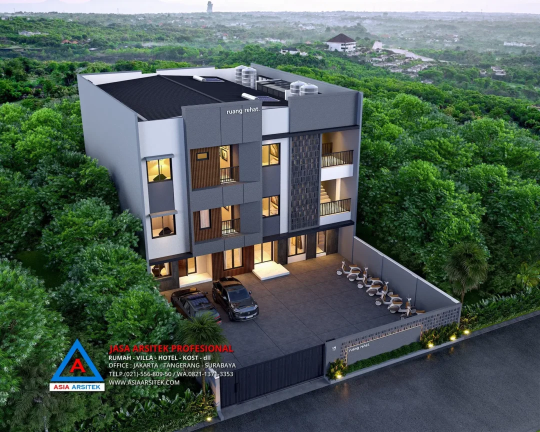 tampak atas Jasa Desain Rumah Kost 3 Lantai di Rembang Jawa Tengah, jasa desain rumah kost Rembang, jasa desain rumah kost, contoh desain kos kosan, contoh desain kos kosan minimalis, contoh desain kos kosan sederhana, contoh desain rumah kost, contoh desain rumah kost 2 lantai, desain bangunan kost minimalis, asia arsitek jasa arsitek desain rumah villa kost hotel, arsitek rumah kost,