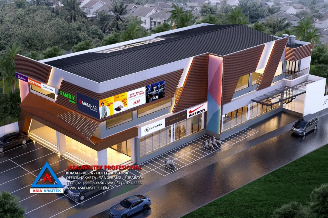 tampak atas Jasa Arsitek Desain Gedung Swalayan 2 Lantai di Kebumen Jawa Tengah, jasa desain rumah, jasa arsitek rumah, jasa desain interior, jasa desain rumah Kebumen, jasa arsitek rumah Kebumen, jasa arsitek Kebumen