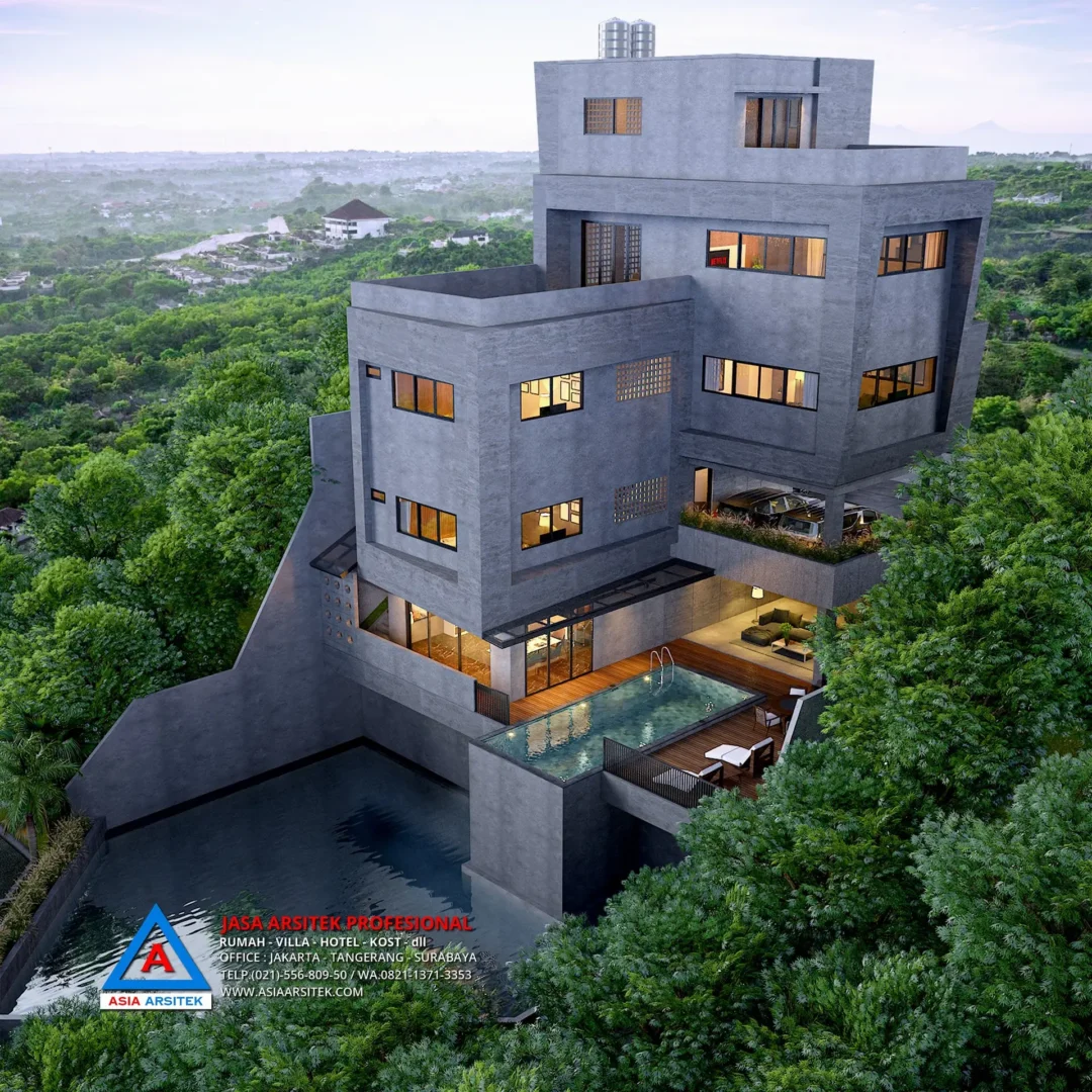 view atas belakang Jasa Arsitek Desain Rumah Industrial 4 Lantai di Sentul City Bogor, jasa desain rumah, jasa arsitek rumah, jasa desain interior, jasa desain rumah Bogor, jasa arsitek rumah Bogor, jasa arsitek Bogor