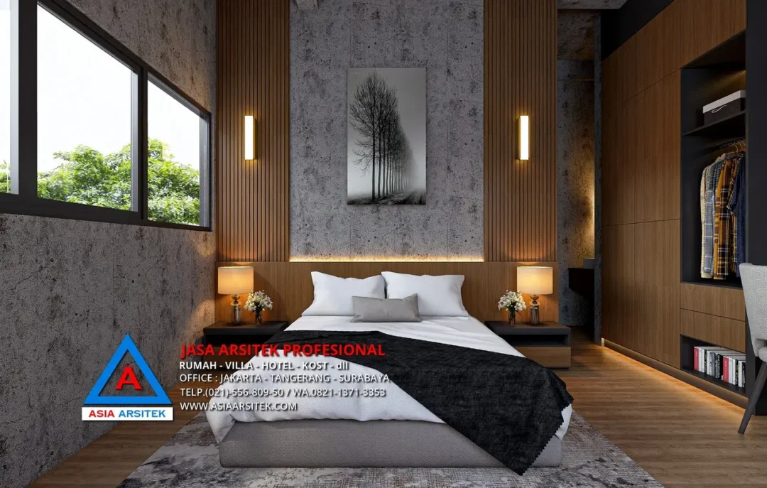 kamar Jasa Arsitek Desain Rumah Industrial 4 Lantai di Sentul City Bogor, jasa desain rumah, jasa arsitek rumah, jasa desain interior, jasa desain rumah Bogor, jasa arsitek rumah Bogor, jasa arsitek Bogor