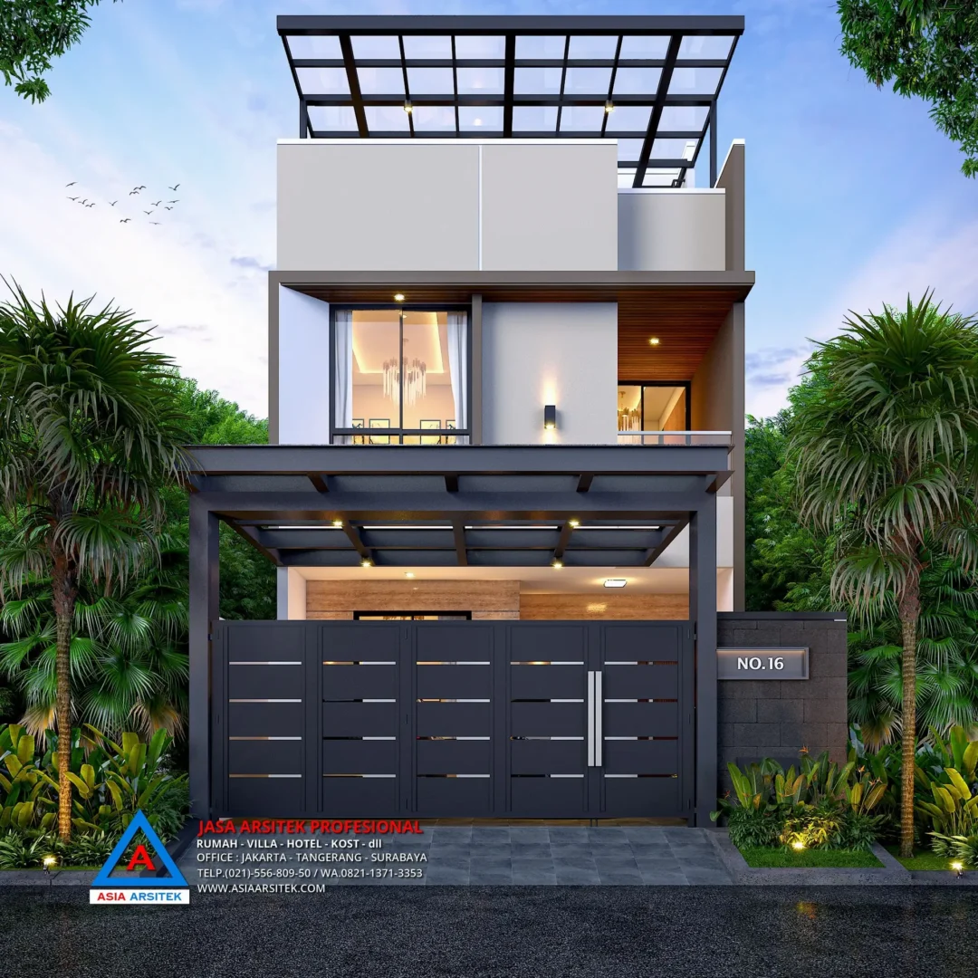 tampak depan Jasa Arsitek Desain Rumah Minimalis 2 Lantai di Kelapa Dua Tangerang, jasa desain rumah, jasa arsitek rumah, jasa desain interior, jasa desain rumah Tangerang, jasa arsitek rumah Tangerang, jasa arsitek Tangerang