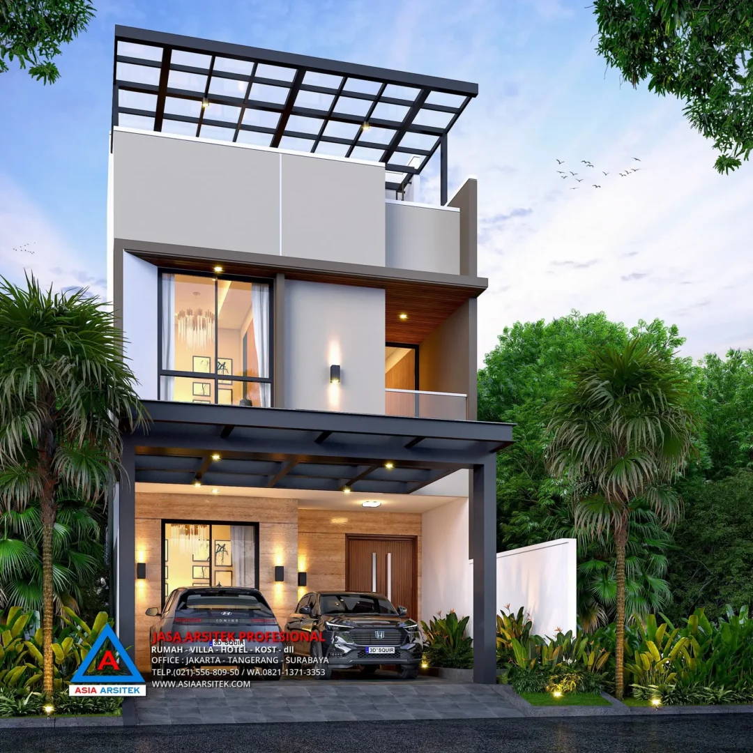 fasad depan Jasa Arsitek Desain Rumah Minimalis 2 Lantai di Kelapa Dua Tangerang, jasa desain rumah, jasa arsitek rumah, jasa desain interior, jasa desain rumah Tangerang, jasa arsitek rumah Tangerang, jasa arsitek Tangerang