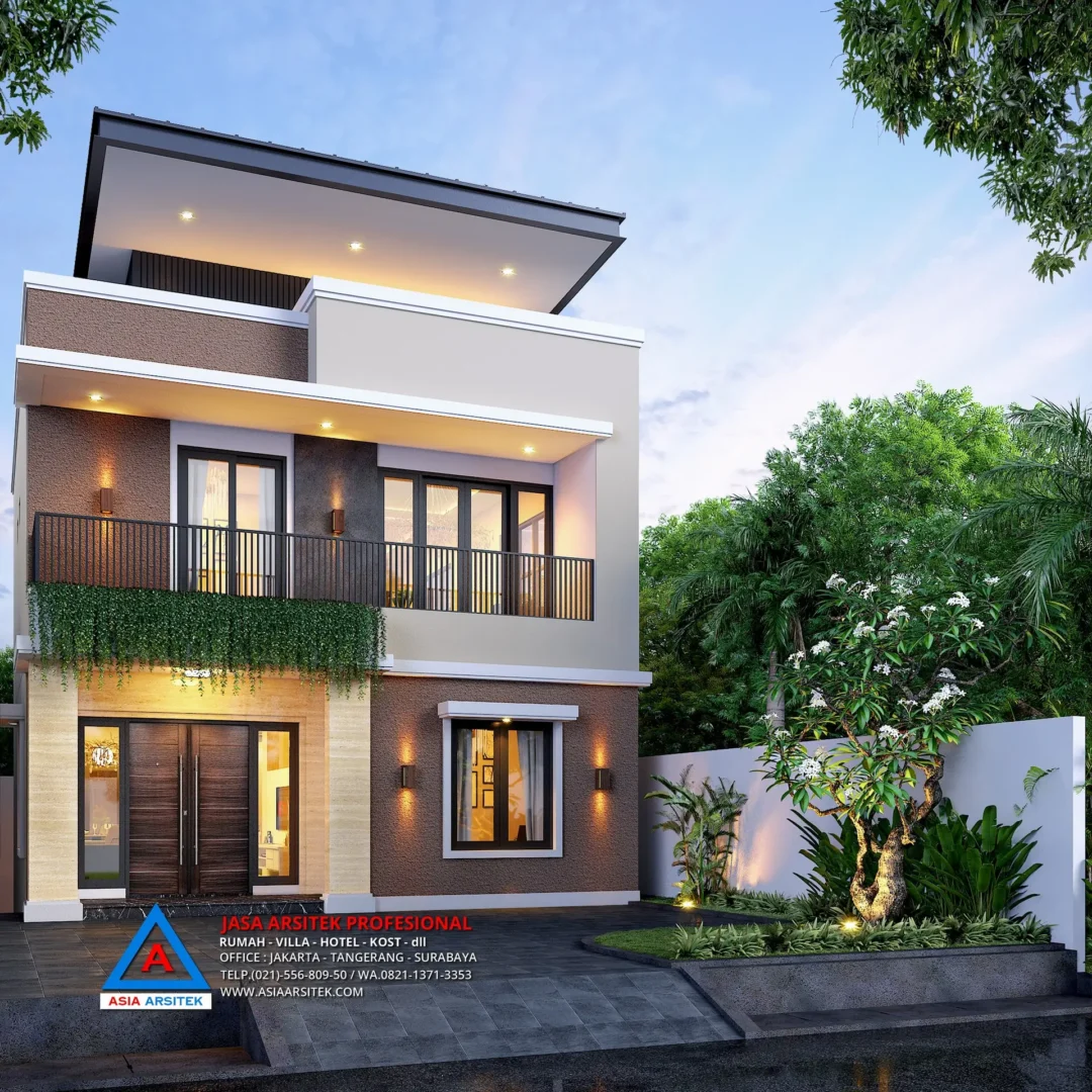 fasad depan Jasa Arsitek Desain Rumah Minimalis 3 Lantai di Ilir Timur I Palembang, jasa desain rumah, jasa arsitek rumah, jasa desain interior, jasa desain rumah Palembang, jasa arsitek rumah Palembang, jasa arsitek Palembang
