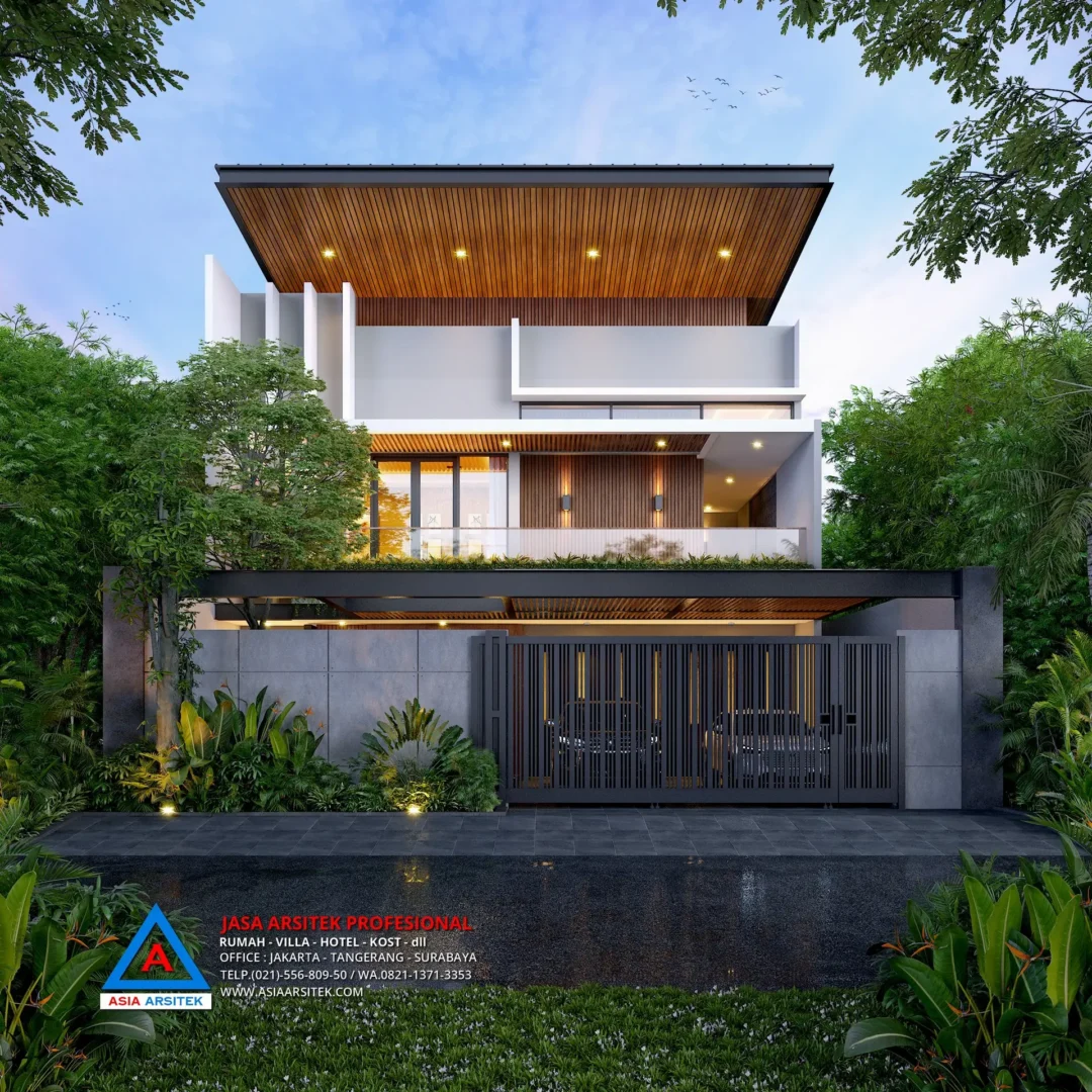 fasad Jasa Arsitek Desain Rumah Modern 2 Lantai di Kelapa Dua Tangerang, jasa desain rumah, jasa arsitek rumah, jasa desain interior, jasa desain rumah Tangerang, jasa arsitek rumah Tangerang, jasa arsitek Tangerang