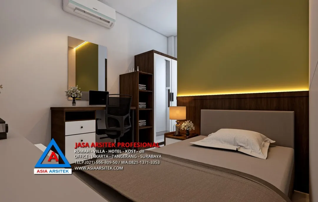 ruang tidur kost Jasa Desain Rumah Kost 4 Lantai di Kukusan Beji Depok, jasa desain rumah kost, contoh desain kos kosan, contoh desain kos kosan minimalis, contoh desain kos kosan sederhana, contoh desain rumah kost, contoh desain rumah kost 2 lantai, desain bangunan kost minimalis, asia arsitek jasa arsitek desain rumah villa kost hotel, arsitek rumah kost,

