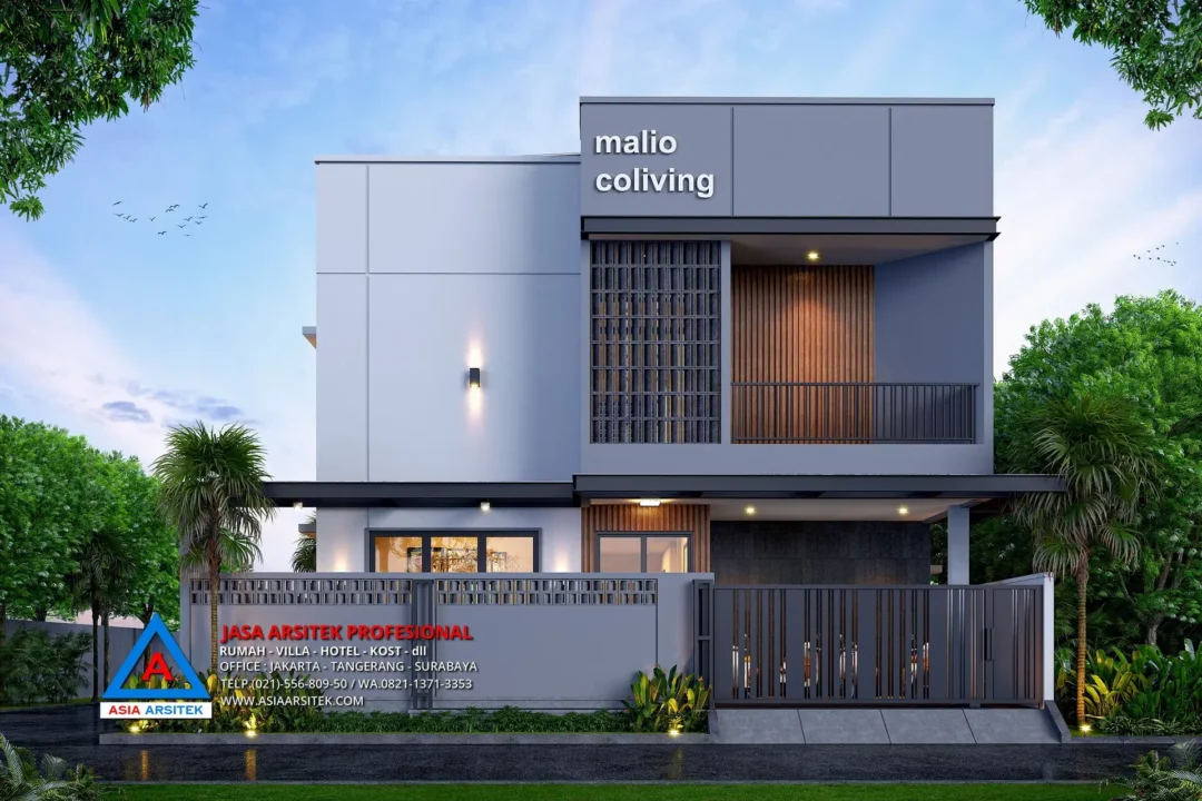 tampak depan Jasa Desain Rumah Kost Minimalis 2 Lantai di Bekasi, jasa desain rumah, jasa arsitek rumah, jasa desain interior, jasa desain rumah Bekasi, jasa arsitek rumah Bekasi, jasa arsitek Bekasi