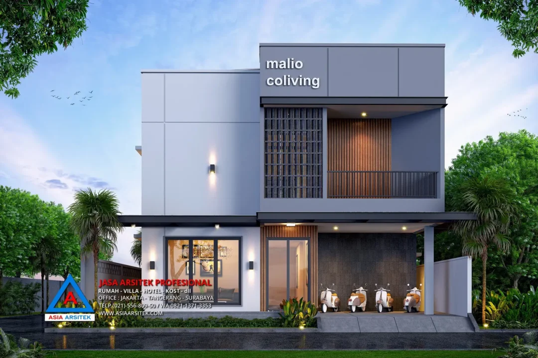 fasad Jasa Desain Rumah Kost Minimalis 2 Lantai di Bekasi, jasa desain rumah, jasa arsitek rumah, jasa desain interior, jasa desain rumah Bekasi, jasa arsitek rumah Bekasi, jasa arsitek Bekasi
