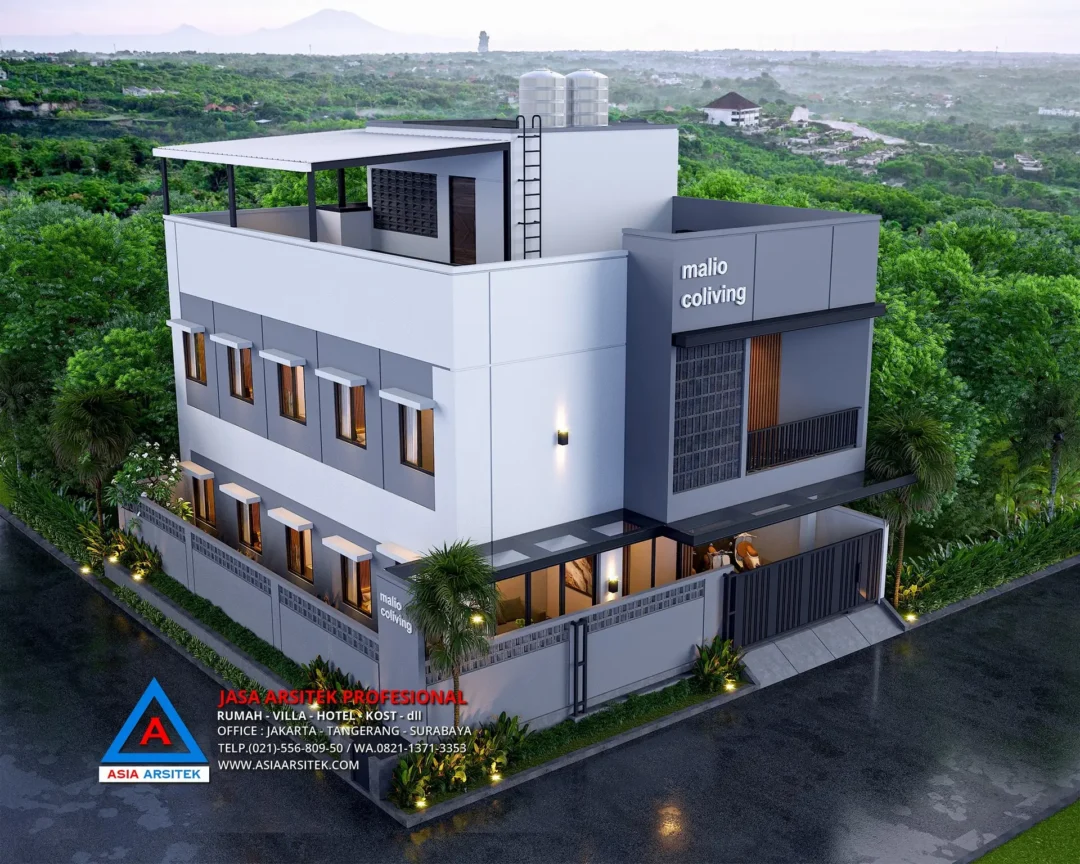 tampak atas Jasa Desain Rumah Kost Minimalis 2 Lantai di Bekasi, jasa desain rumah, jasa arsitek rumah, jasa desain interior, jasa desain rumah Bekasi, jasa arsitek rumah Bekasi, jasa arsitek Bekasi