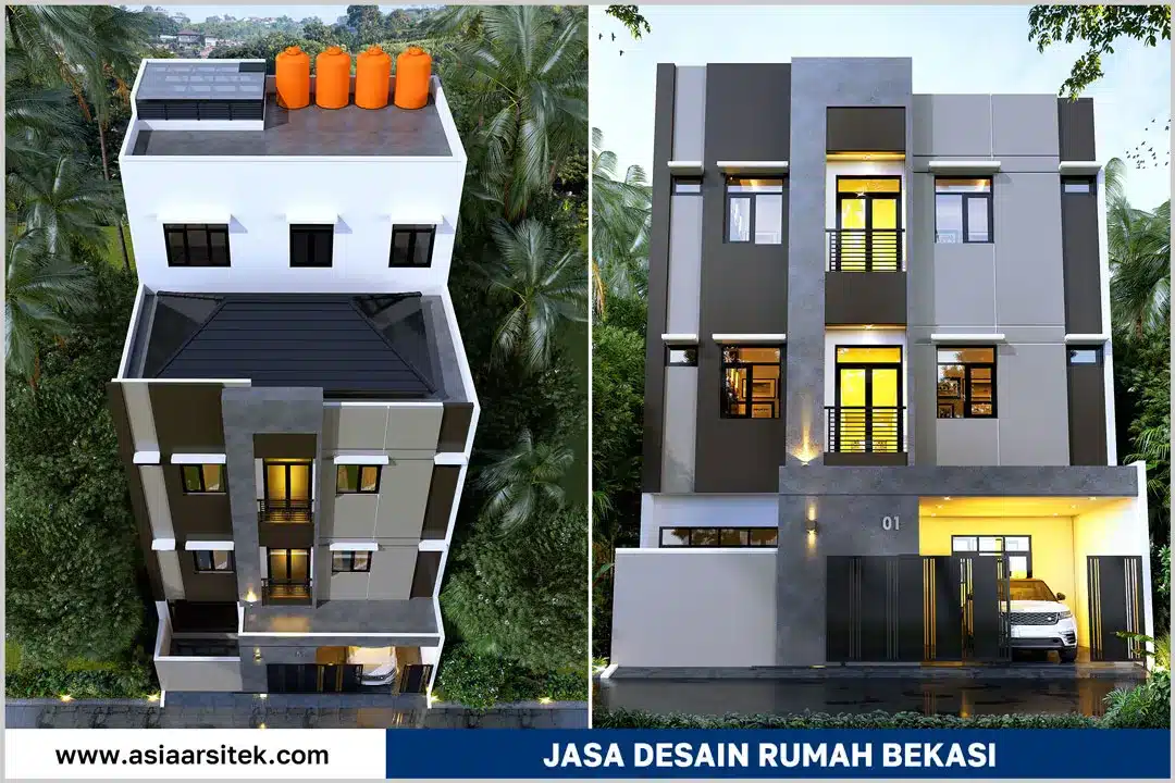 desain rumah tropis modern di bekasi dengan pencahayaan alami dan tampilan arsitektur elegan