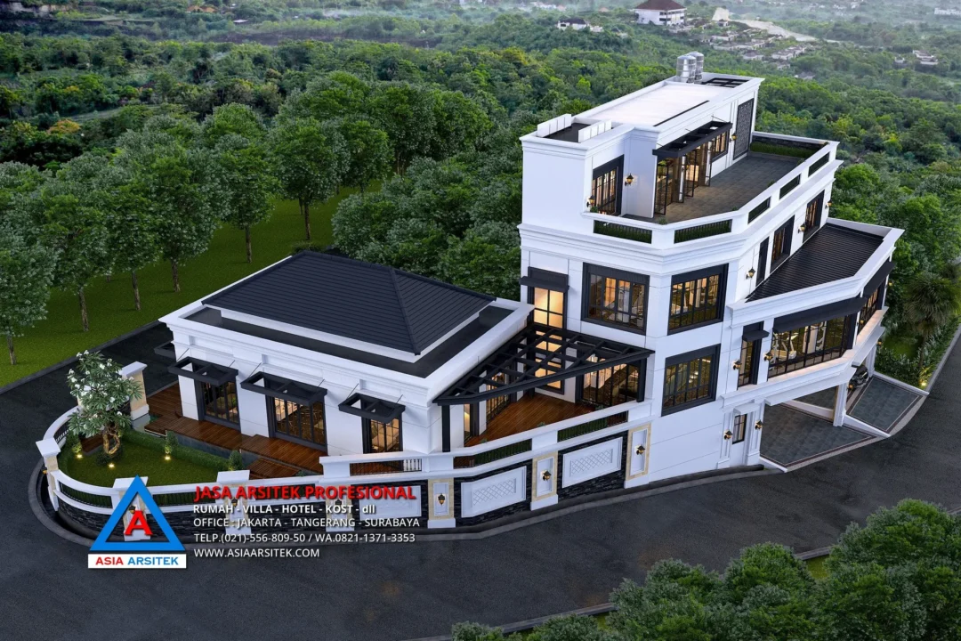 view atas Jasa Arsitek Desain Rumah Mewah Tropis 3 Lantai di Sentul City Bogor, jasa desain rumah, jasa arsitek rumah, jasa desain interior, jasa desain rumah Bogor, jasa arsitek rumah Bogor, jasa arsitek Bogor