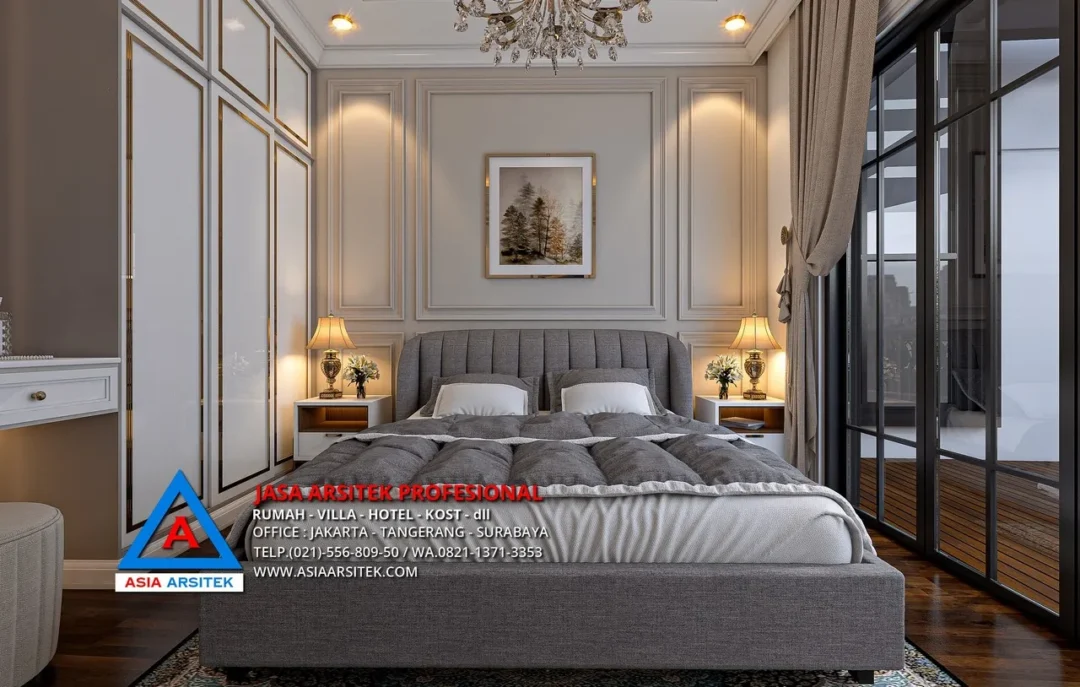 kamar utama Jasa Arsitek Desain Rumah Mewah Tropis 3 Lantai di Sentul City Bogor, jasa desain rumah, jasa arsitek rumah, jasa desain interior, jasa desain rumah Bogor, jasa arsitek rumah Bogor, jasa arsitek Bogor 