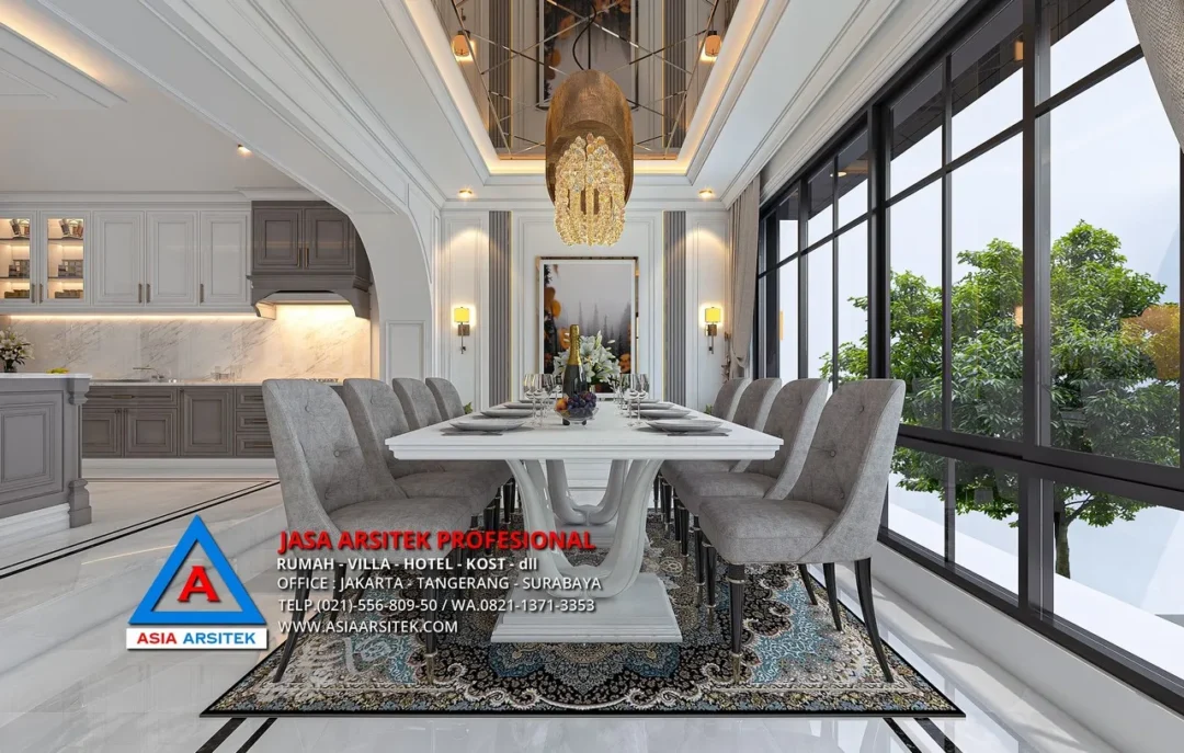 ruang makan Jasa Arsitek Desain Rumah Mewah Tropis 3 Lantai di Sentul City Bogor, jasa desain rumah, jasa arsitek rumah, jasa desain interior, jasa desain rumah Bogor, jasa arsitek rumah Bogor, jasa arsitek Bogor
