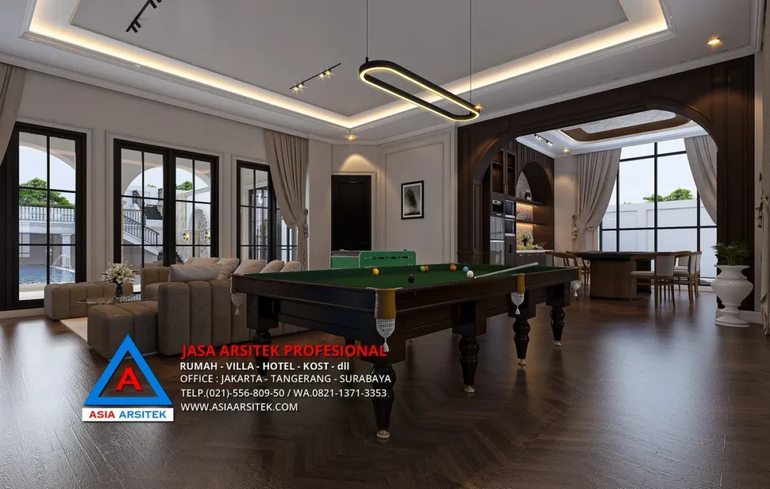 biliard Jasa Arsitek Desain Rumah Mewah Mediterania 3 Lantai di Tangerang, jasa desain rumah, jasa arsitek rumah, jasa desain interior, jasa desain rumah Tangerang, jasa arsitek rumah Tangerang, jasa arsitek Tangerang 