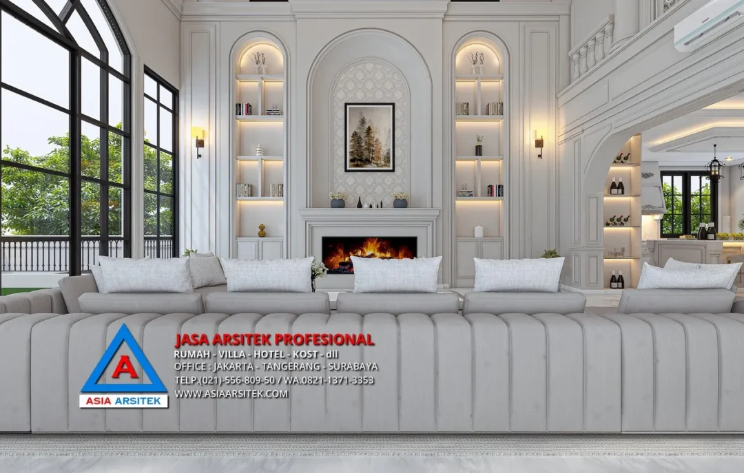ruang keluarga Jasa Arsitek Desain Rumah Mewah Mediterania 3 Lantai di Tangerang, jasa desain rumah, jasa arsitek rumah, jasa desain interior, jasa desain rumah Tangerang, jasa arsitek rumah Tangerang, jasa arsitek Tangerang 
