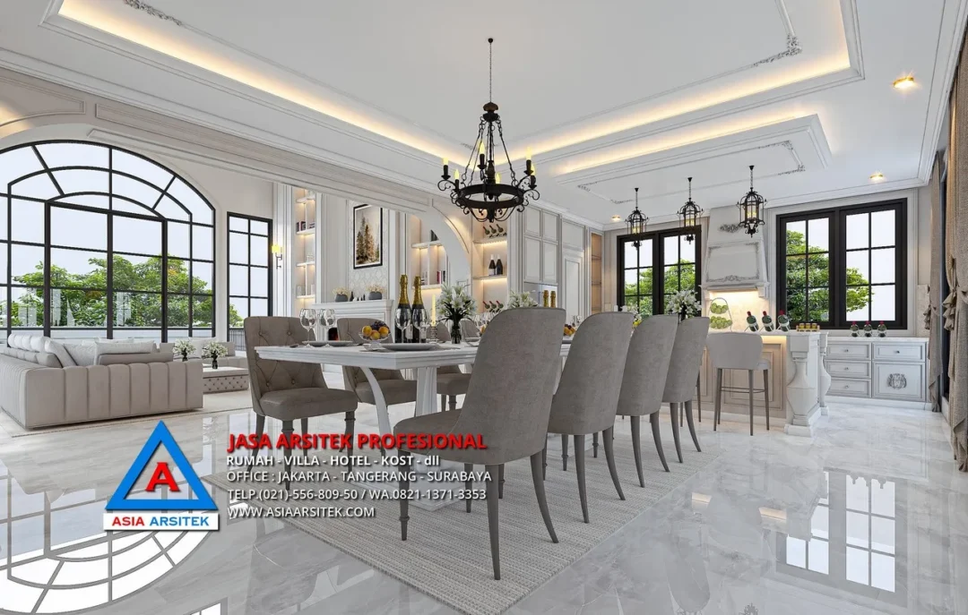 ruang makan Jasa Arsitek Desain Rumah Mewah Mediterania 3 Lantai di Tangerang, jasa desain rumah, jasa arsitek rumah, jasa desain interior, jasa desain rumah Tangerang, jasa arsitek rumah Tangerang, jasa arsitek Tangerang 