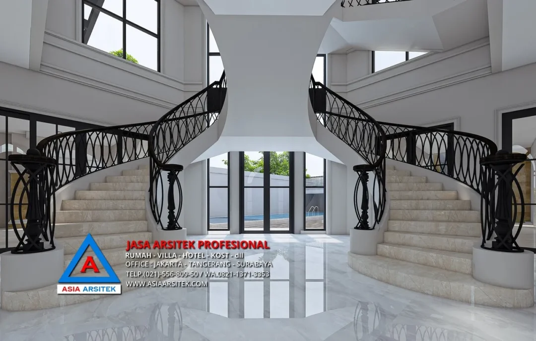 area tangga Jasa Arsitek Desain Rumah Mewah Mediterania 3 Lantai di Tangerang, jasa desain rumah, jasa arsitek rumah, jasa desain interior, jasa desain rumah Tangerang, jasa arsitek rumah Tangerang, jasa arsitek Tangerang 