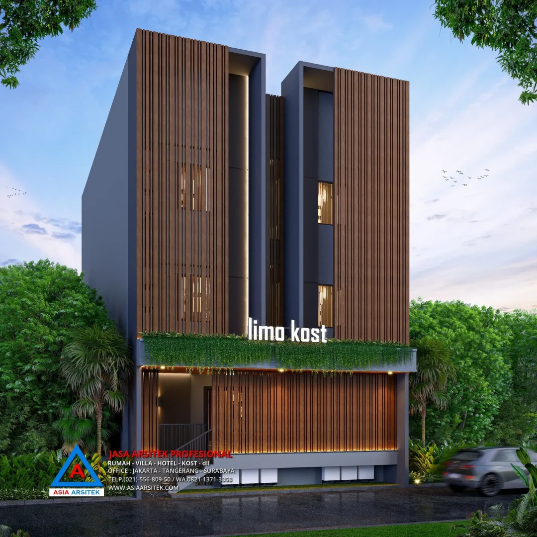 tampak depan kiri Jasa Arsitek Desain Rumah Kos Kosan 4 Lantai di Limo Depok, jasa desain rumah kost, contoh desain kos kosan, contoh desain kos kosan minimalis, contoh desain kos kosan sederhana, contoh desain rumah kost, contoh desain rumah kost 2 lantai, desain bangunan kost minimalis, asia arsitek jasa arsitek desain rumah villa kost hotel, arsitek rumah kost,