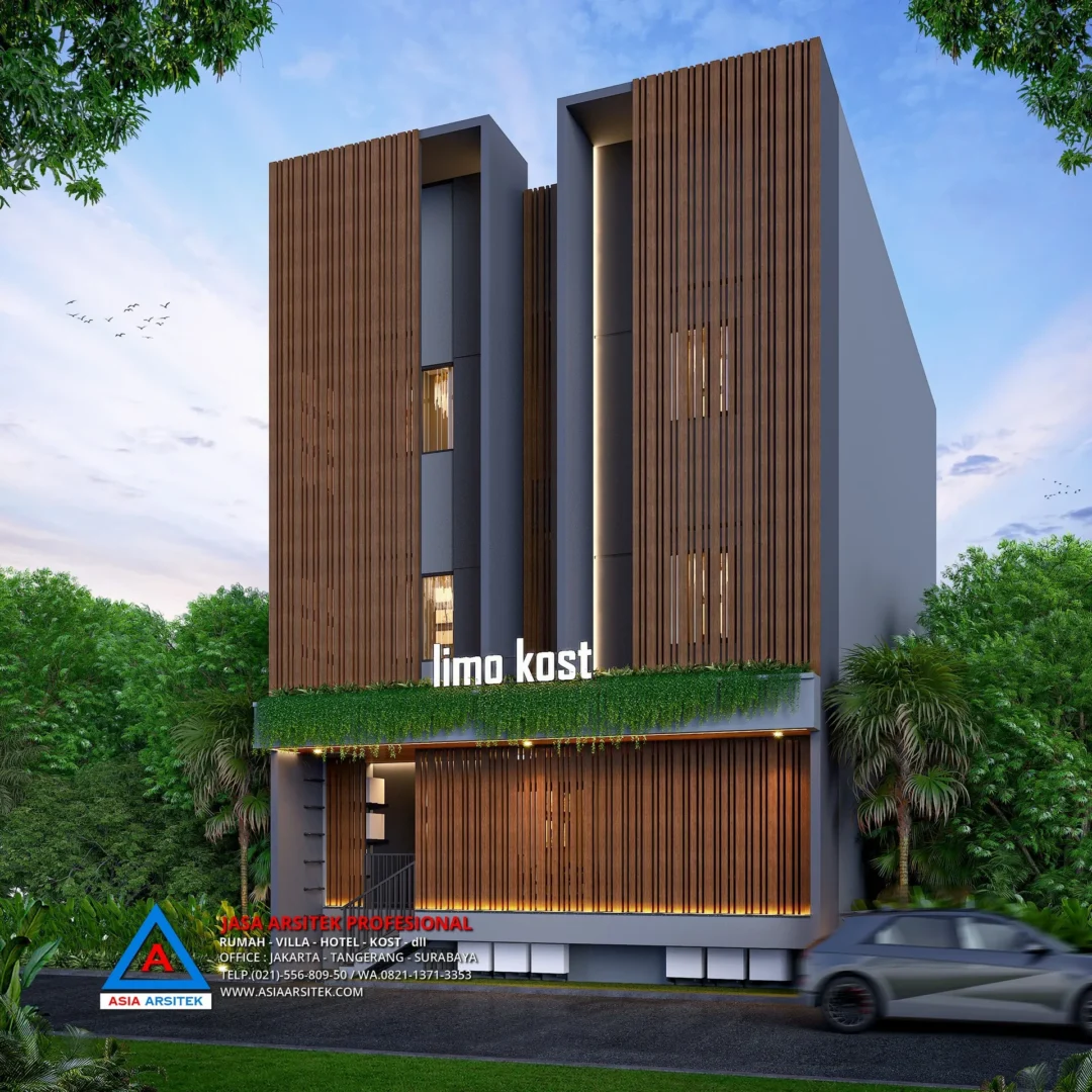 tampak depan kanan Jasa Arsitek Desain Rumah Kos Kosan 4 Lantai di Limo Depok, jasa desain rumah kost, contoh desain kos kosan, contoh desain kos kosan minimalis, contoh desain kos kosan sederhana, contoh desain rumah kost, contoh desain rumah kost 2 lantai, desain bangunan kost minimalis, asia arsitek jasa arsitek desain rumah villa kost hotel, arsitek rumah kost,