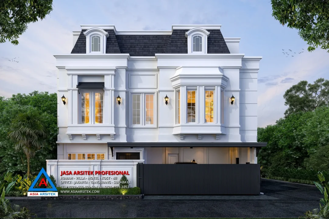 tampak depan Jasa Arsitek Desain Rumah Mewah Tropis 3 Lantai di Cilandak Timur Jakarta Selatan, Jasa Desain Rumah, jasa arsitek rumah, jasa desain arsitek, jasa desain interior, harga jasa desain rumah, harga jasa arsitek rumah, harga jasa arsitek per m2, jasa desain rumah gratis, jasa desain rumah murah, jasa desain rumah dan rab,