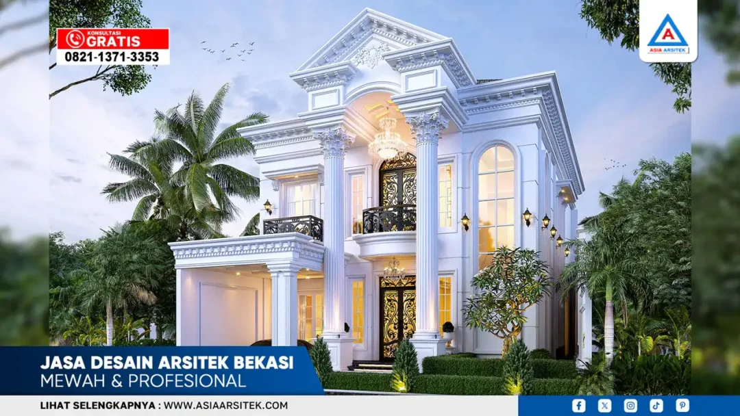 Jasa desain arsitek Bekasi mewah dan profesional dengan hasil desain rumah elegan dan detail presisi