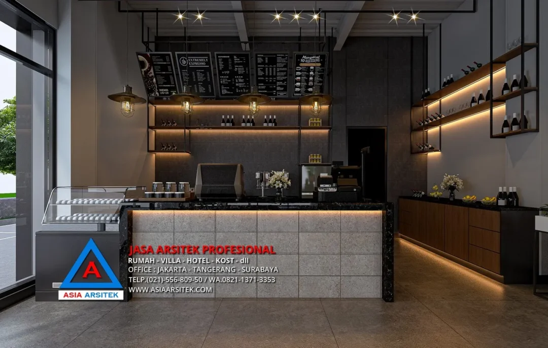 Area Resepsionis Cafe Jasa Arsitek Desain Toko Ruko 3 Lantai di Merauke Papua, Jasa Desain Rumah Ruko, jasa arsitek ruko, jasa desain arsitek, jasa desain interior, harga jasa desain rumah, harga jasa arsitek rumah, harga jasa arsitek per m2, jasa desain rumah gratis, jasa desain rumah murah, jasa desain rumah dan rab, 