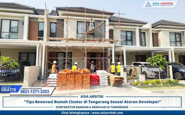 proses renovasi cluster Tangerang pada rumah dua lantai di kawasan perumahan modern