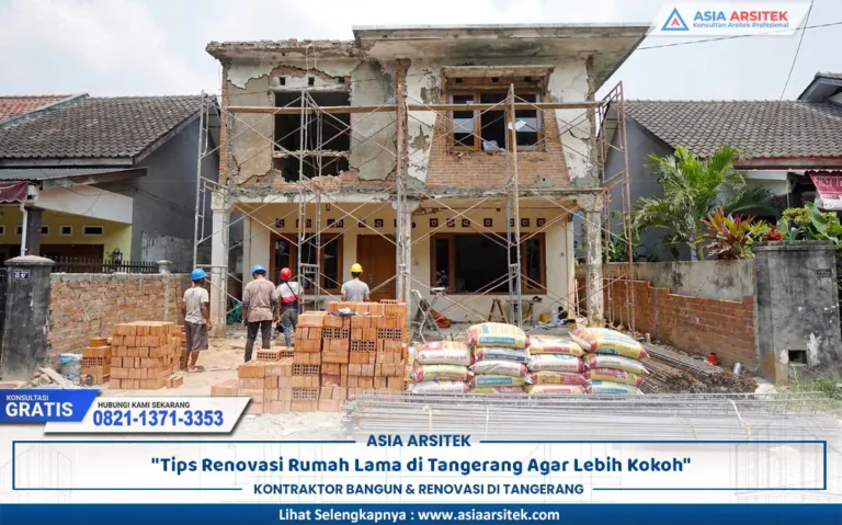 proses renovasi rumah Tangerang pada rumah lama yang sedang diperkuat strukturnya