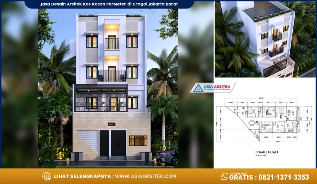 Jasa Desain Arsitek Kos Kosan PerMeter di Grogol Jakarta Barat