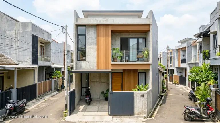 denah rumah 2 lantai ukuran 6x12 dengan desain modern minimalis