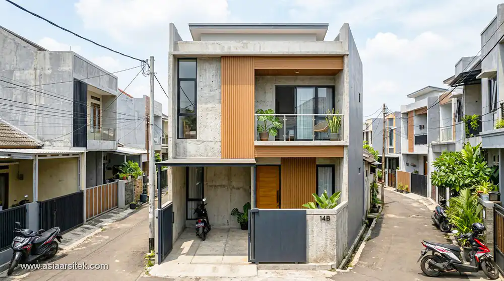 denah rumah 2 lantai ukuran 6x12 dengan desain modern minimalis