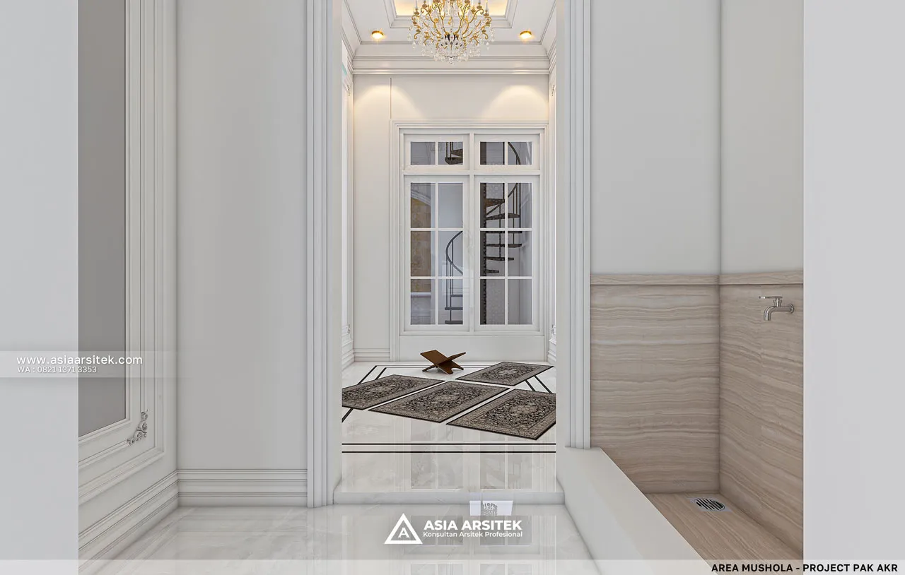 Desain Area Mushola View Utama Rumah Klasik 2 Lantai Jambi