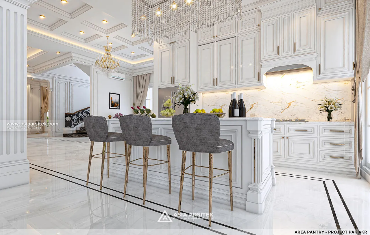 Kitchen Set Storage Pantry Rumah Klasik 2 Lantai Jambi